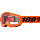 100% STRATA 2 KIDS NEON ORANGE GOGGLES WITH CLEAR LENS