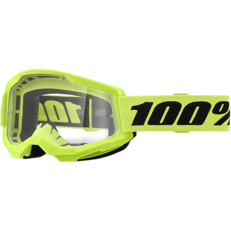 100% STRATA 2 KIDS NEON YELLOW GOGGLES WITH CLEAR LENS