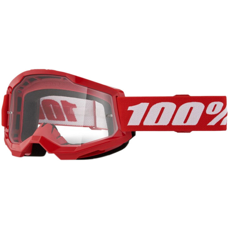 100% STRATA 2 RED KIDS GOGGLES WITH CLEAR LENS