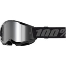 100% STRATA 2 KIDS BLACK GOGGLES WITH SILVER MIRROR LENS