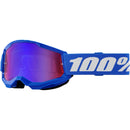 100% STRATA 2 BLUE KIDS GOGGLES WITH RED/BLUE MIRROR LENS