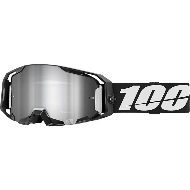 100% ARMATIC BLACK GOGGLES WITH SILVER FLASH MIRROR LENS