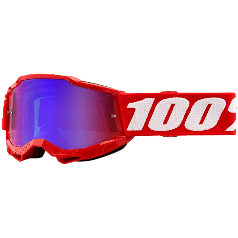 100% ACCURI 2 RED GOGGLES WITH BLUE MIRROR LENS