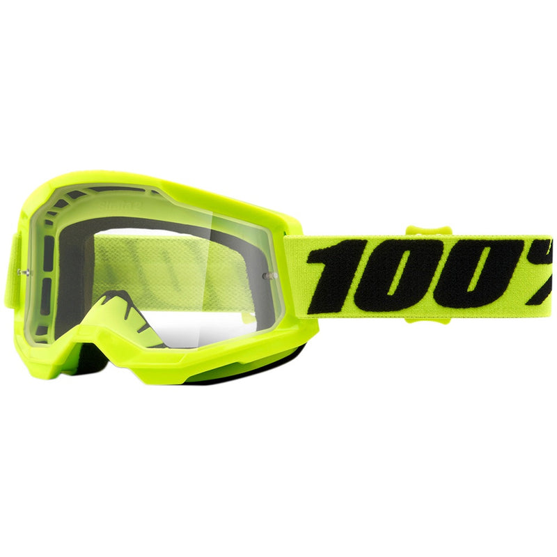 100% STRATA 2 YELLOW GOGGLES WITH CLEAR LENS