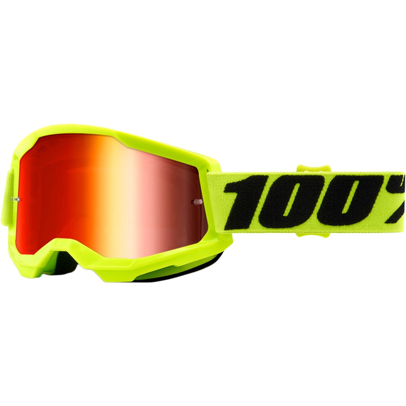 100% STRATA 2 YELLOW GOGGLES WITH RED MIRROR LENS