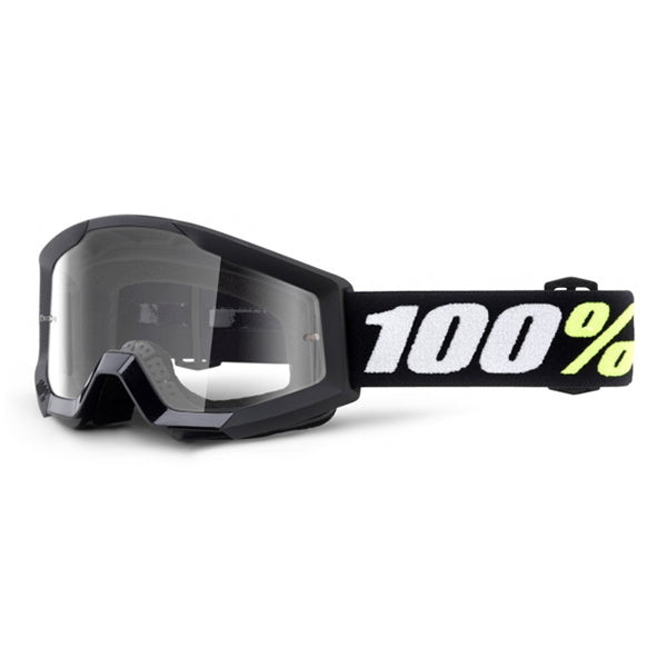 100% STRATA MINI PEE WEE KIDS BLACK GOGGLES WITH CLEAR LENS