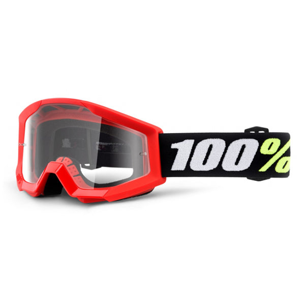 100% STRATA MINI PEE WEE KIDS RED GOGGLES WITH CLEAR LENS