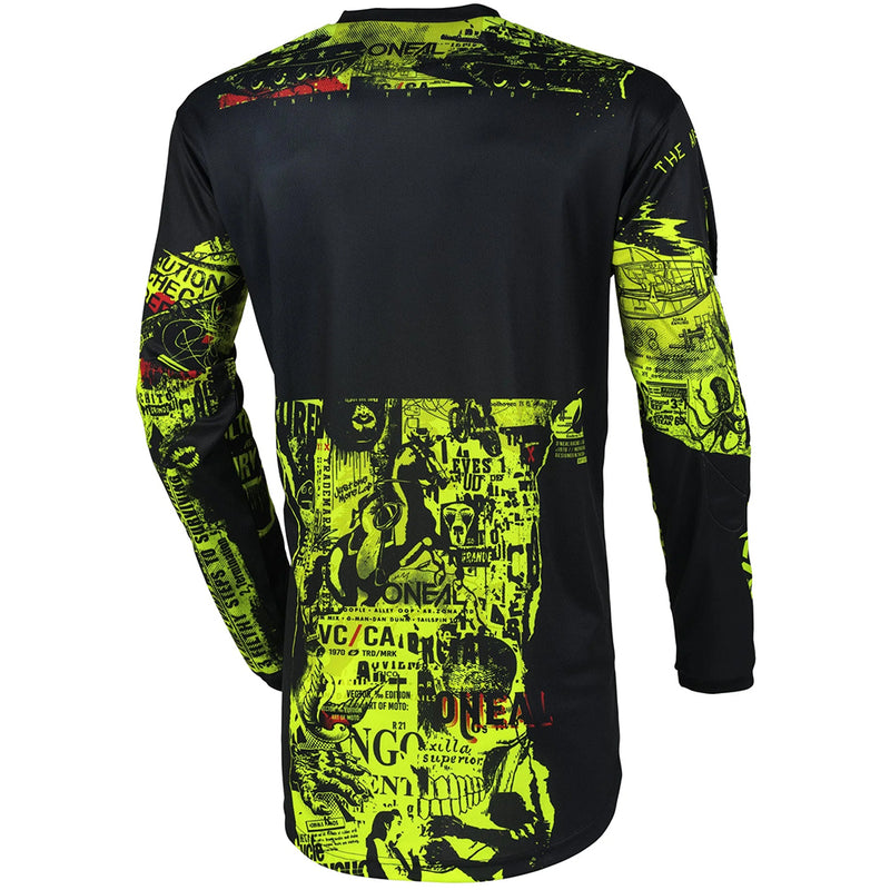 ONEAL 2025 ELEMENT ATTACK BLACK & NEON YELLOW KIDS JERSEY