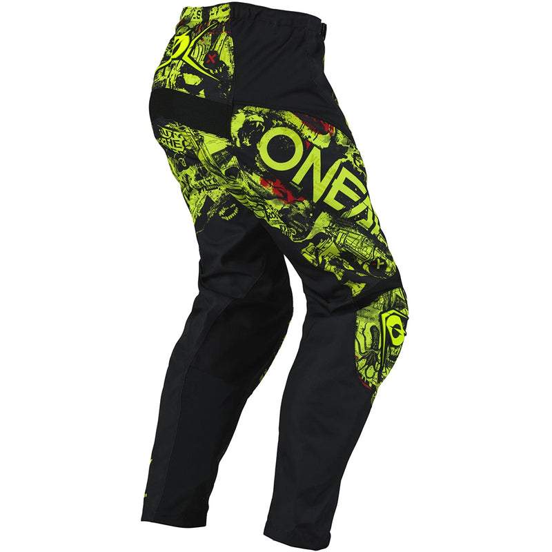 ONEAL 2025 ELEMENT ATTACK BLACK & NEON YELLOW KIDS PANTS