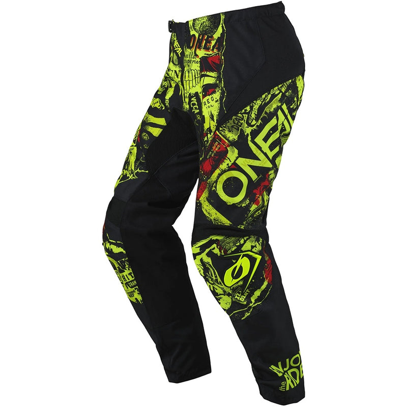 ONEAL 2025 ELEMENT ATTACK BLACK & NEON YELLOW KIDS PANTS