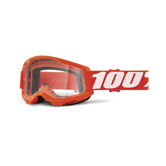 100% STRATA 2 ORANGE GOGGLES WITH CLEAR LENS