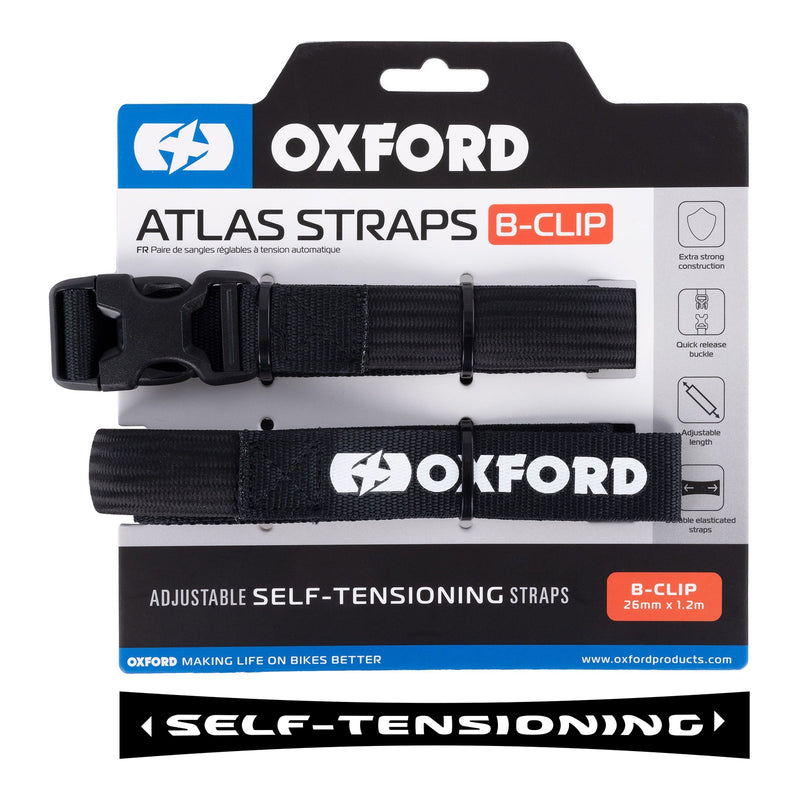 OXFORD ATLAS B-CLIP 26mm X 1.2m BLACK STRAPS (Pair)