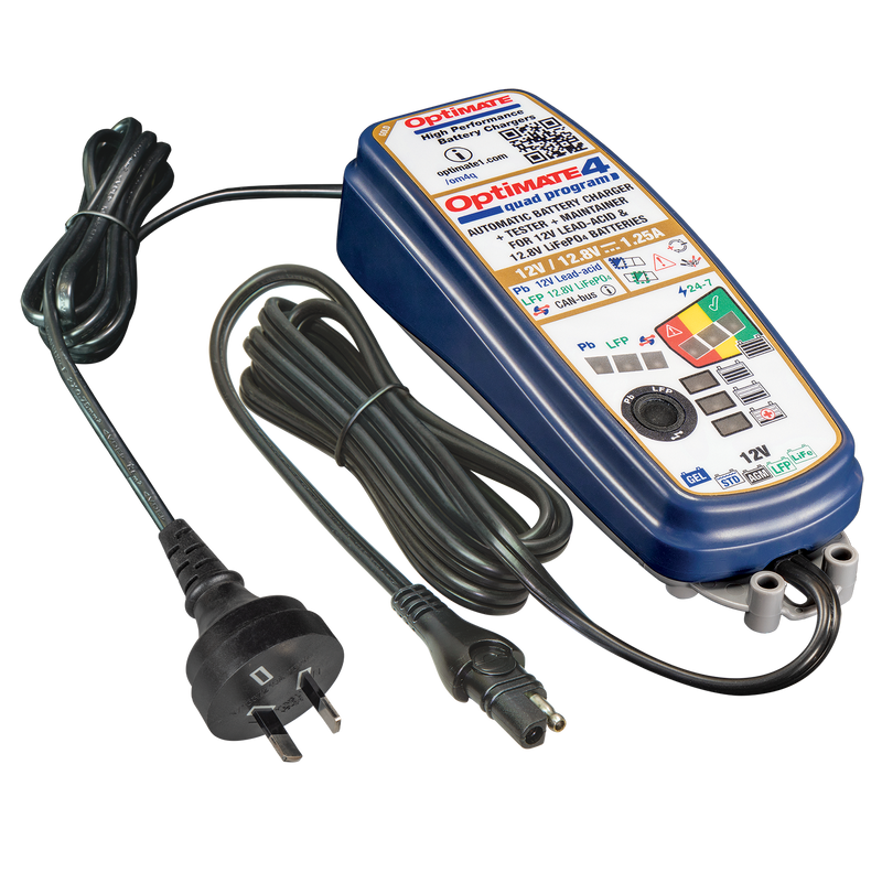 TECMATE OPTIMATE 4 QUAD PROGRAM BATTERY CHARGER - SUITABLE FOR BMW