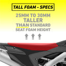 SHERCO 125/250/300SE-R 17-24 /SEF-R 17-24 TALL SEAT FOAM WITH YELLOW/BLUE/BLUE GRIPPER RIBBED SEAT COVER