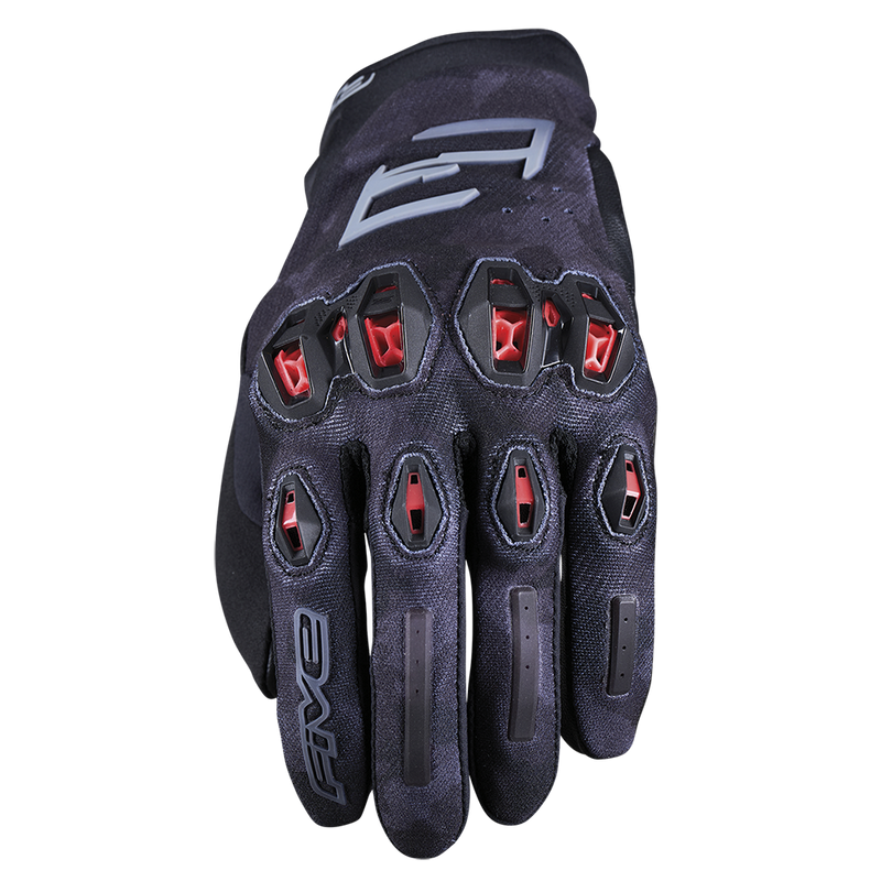 FIVE STUNT EVO 2 AIRFLOW CAMO, BLACK & RED GLOVES
