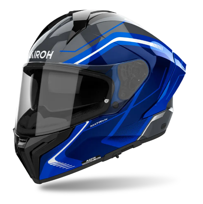 AIROH MATRYX WIDE  BLUE GLOSS HELMET