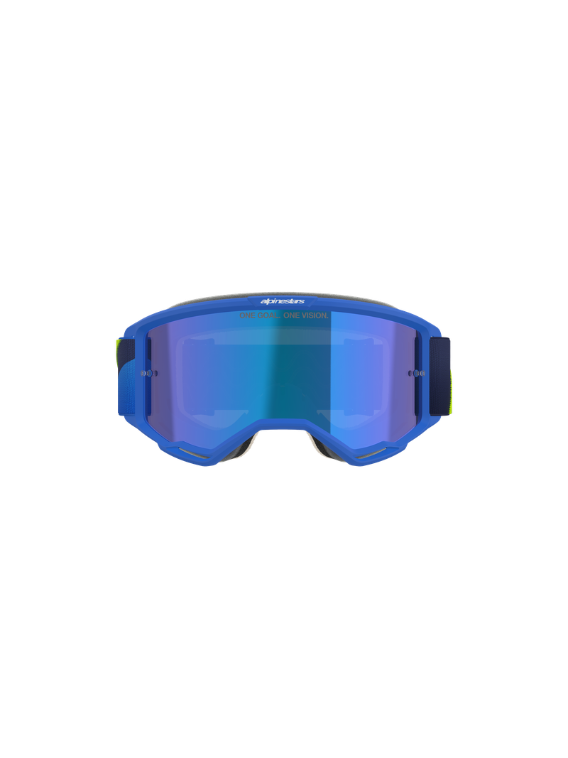 ALPINESTARS VISION 5 CORP BLUE & FLURO-YELLOW GOGGLES WITH BLUE MIRROR LENS