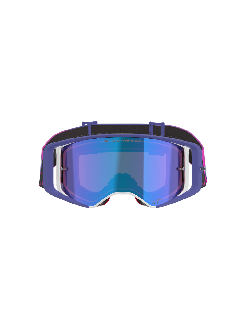 ALPINESTARS SUPERTECH VISTA PURPLE FLURO-PINK GOGGLES WITH BLUE MIRROR LENS