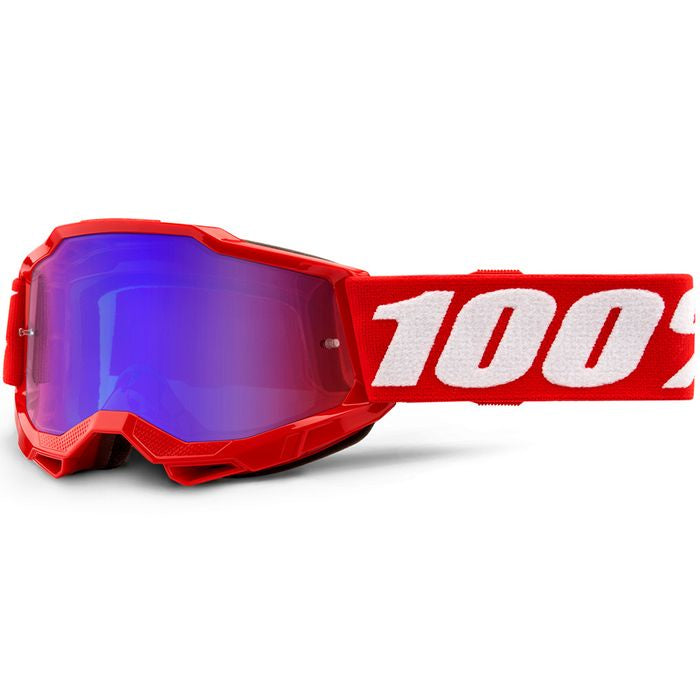 100% ACCURI 2 KIDS RED GOGGLES WITH RED/BLUE MIRROR LENS