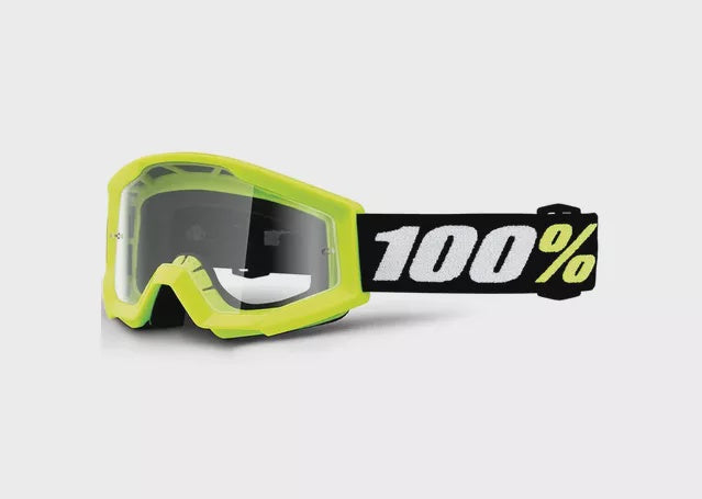 100% STRATA MINI YELLOW WITH CLEAR LENS PEE WEE KIDS GOGGLES