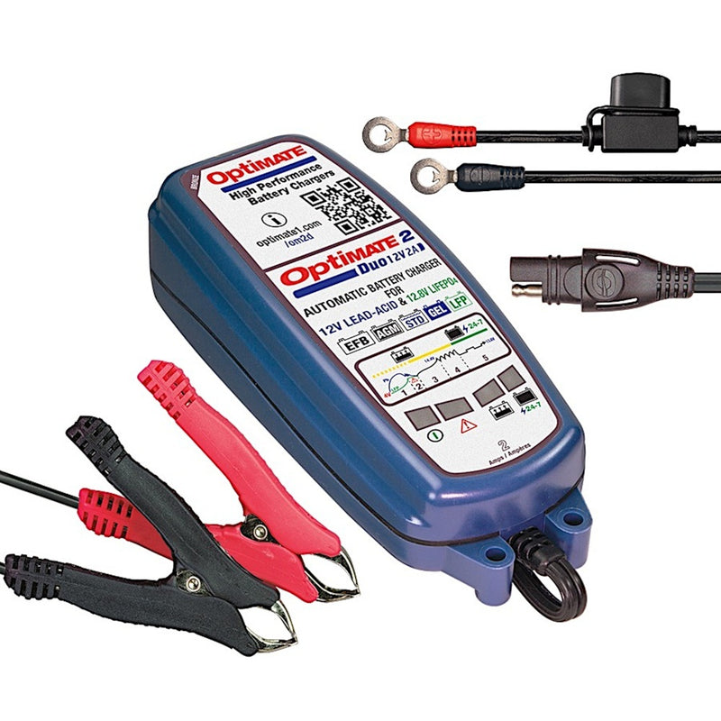 TECMATE OPTIMATE 2 DUO 12V LITHIUM / AGM BATTERY CHARGER