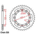 REAR SPROCKET - STEEL 42T 520P D/D