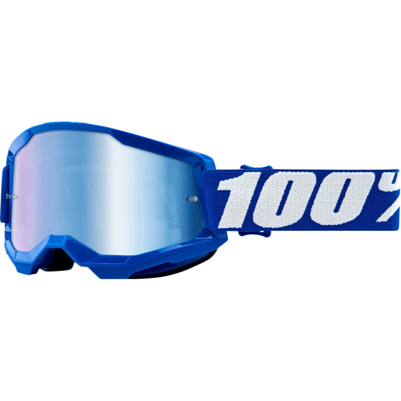 100% STRATA 2 BLUE GOGGLES WITH BLUE MIRROR LENS