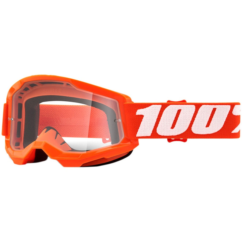 100% STRATA 2 ORANGE GOGGLES WITH CLEAR LENS