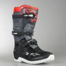 ALPINESTARS TECH 7S YOUTH BLACK DARK GREY & FLURO RED BOOTS