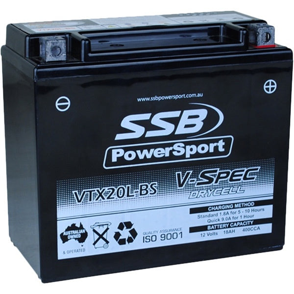 SSB POWERSPORT VTX20L-BS 12V V-SPEC HIGH PERFORMANCE AGM BATTERY