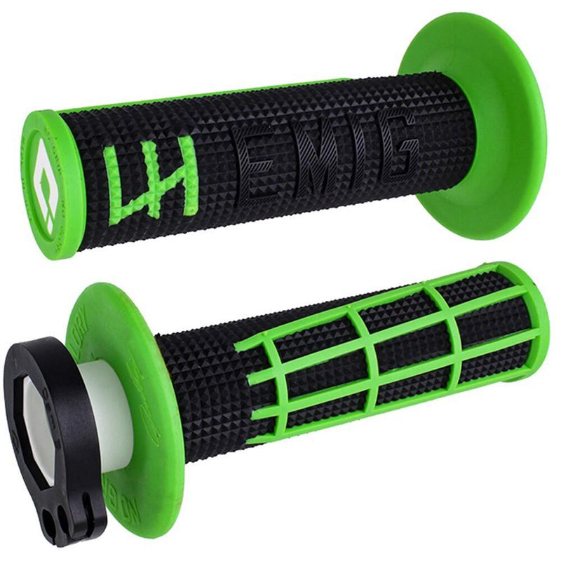 ODI V2 EMIG 2.0 BLACK / GREEN 2T / 4T LOCK ON GRIPS