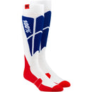 100% HI SIDE WHITE & BLUE PERFORMANCE SOCKS