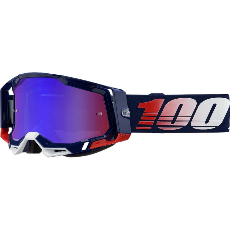 100% RACECRAFT 2 REPUBLIC GOGGLES WITH RED BLUE MIRROR LENS