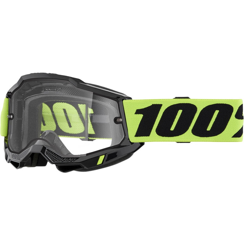 100% ACCURI 2 ENDURO MOTO NEON YELLOW GOGGLES WITH CLEAR LENS