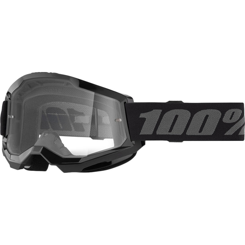 100% STRATA 2 BLACK GOGGLES WITH CLEAR LENS