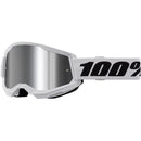 100% STRATA 2 KIDS WHITE GOGGLES WITH SILVER MIRROR LENS