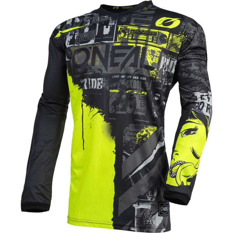 ONEAL 2022 ELEMENT RIDE BLACK & NEON KIDS JERSEY