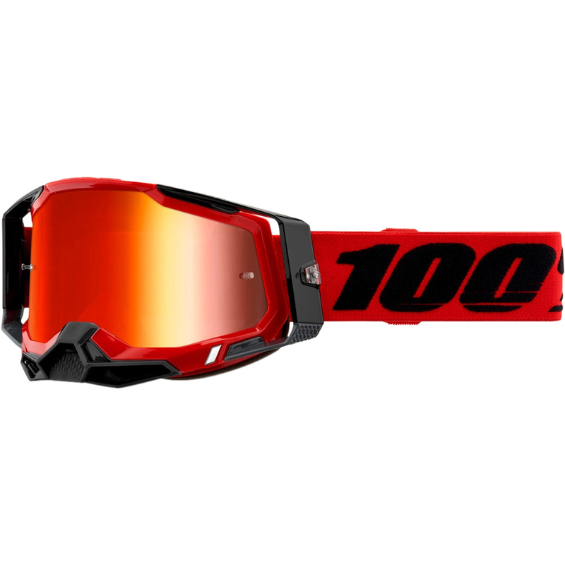 100% RACECRAFT 2 RED GOGGLES WITH RED MIRROR LENS