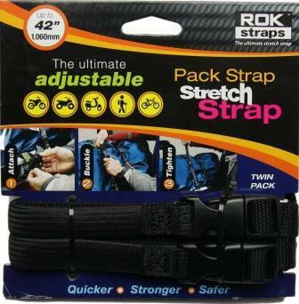 ROK STRAPS ADJUSTABLE 1060MM BLACK/BLACK PACK STRAP TWIN PACK