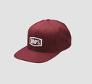 100% ICON BURGUNDY SNAPBACK CAP