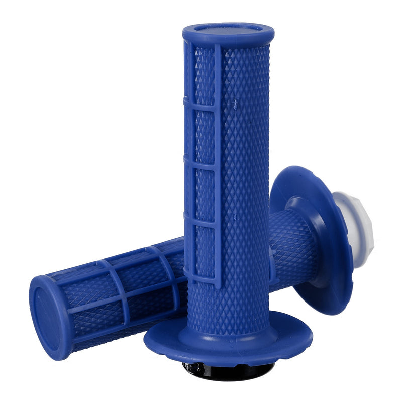WHITES LOCK ON BLUE HALF WAFFLE GRIPS WITH 6 CAMS