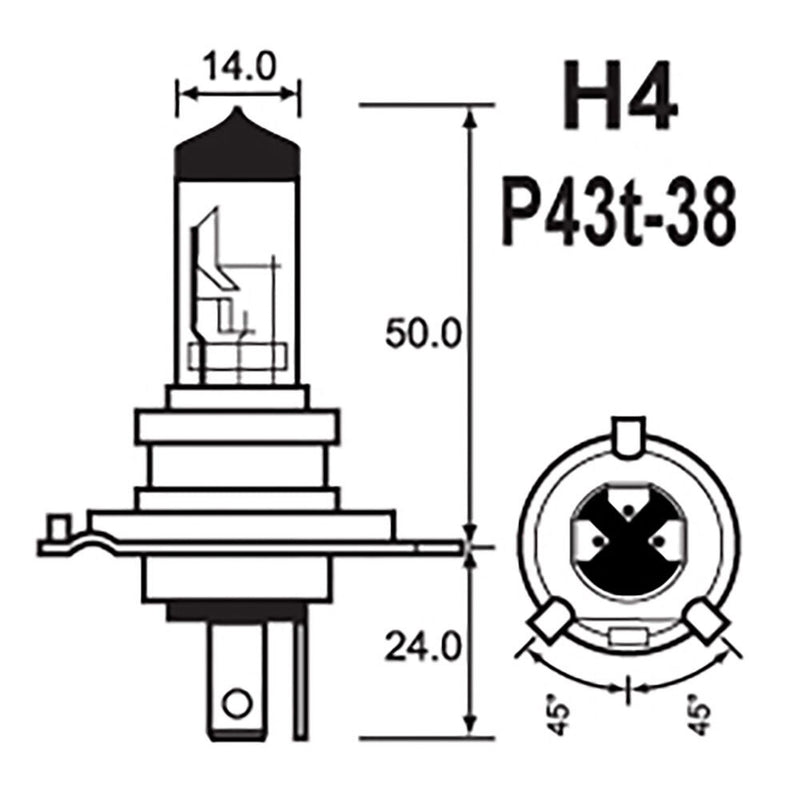 MCS HALOGEN BULB 12V 60/55 H4 P43T