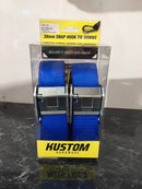 KUSTOM HARDWARE BLUE & BLUE SNAP HOOK TIE DOWNS