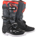 ALPINESTARS TECH 7S YOUTH BLACK DARK GREY & FLURO RED BOOTS